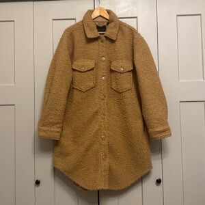 RD Style Camel Teddy Shacket | Cozy Oversized Button-Up Jacket